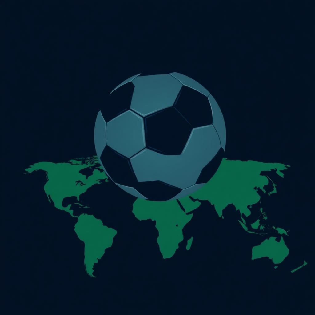 Illustration of a football sitting on a stylised world map, evoking global football culture